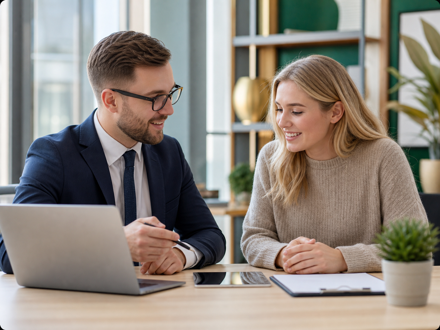 Western customers discussing loan options with an advisor